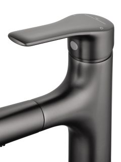 Смеситель для раковины Wonzon & Woghand WW-AE4151-BGG с выдвижным изливом тёмный графит